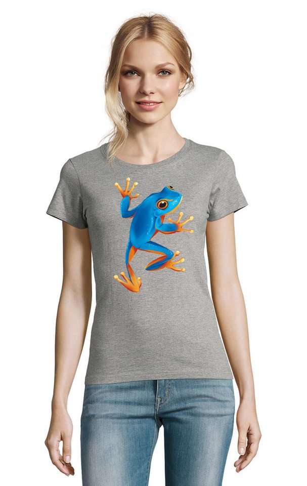Blondie & Brownie T-Shirt Blauer Baumsteiger Frosch Fun Natur Tier Damen Shirt Motiv Blondie & Brownie T-Shirt Blauer Baumsteiger Frosch Fun Natur Tier Damen Shirt Motiv von Blondie & Brownie