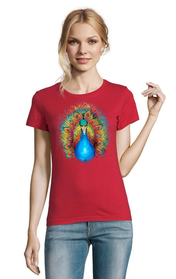 Blondie & Brownie T-Shirt Blauer Pfau Vogel Pfauen Insel Fun Natur Damen Motiv in vielen Farben Blondie & Brownie T-Shirt Blauer Pfau Vogel Pfauen Insel Fun Natur Damen Motiv in vielen Farben von Blondie & Brownie