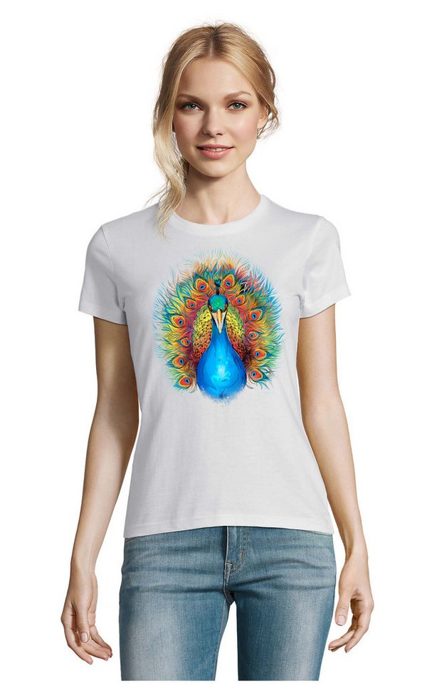 Blondie & Brownie T-Shirt Blauer Pfau Vogel Pfauen Insel Fun Natur Damen Motiv in vielen Farben Blondie & Brownie T-Shirt Blauer Pfau Vogel Pfauen Insel Fun Natur Damen Motiv in vielen Farben von Blondie & Brownie