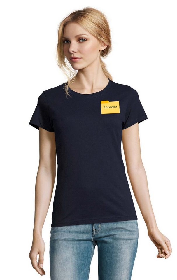 Blondie & Brownie T-Shirt Damen Arbeitsplatz Büro Fun Lustig Geschenk Arbeit Home Office Folder von Blondie & Brownie