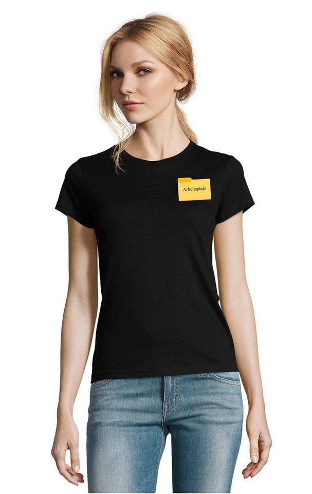 Blondie & Brownie T-Shirt Damen Arbeitsplatz Büro Fun Lustig Geschenk Arbeit Home Office Folder von Blondie & Brownie