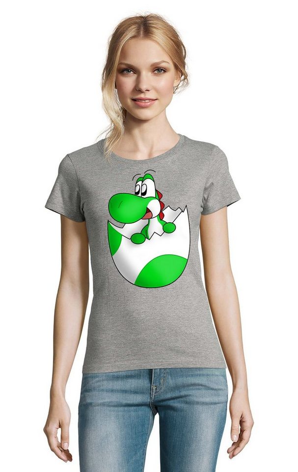 Blondie & Brownie T-Shirt Damen Baby Yoshi Ei Mario Super Retro Konsole Gaming von Blondie & Brownie