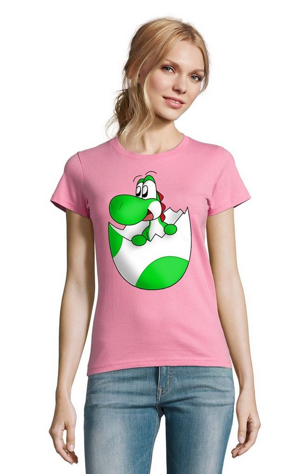 Blondie & Brownie T-Shirt Damen Baby Yoshi Ei Mario Super Retro Konsole Gaming von Blondie & Brownie