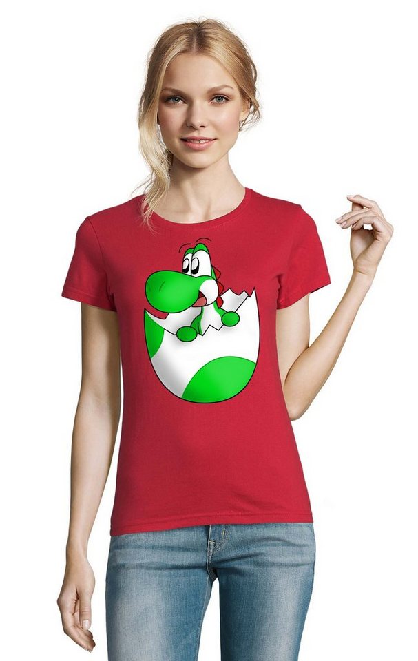 Blondie & Brownie T-Shirt Damen Baby Yoshi Ei Mario Super Retro Konsole Gaming von Blondie & Brownie