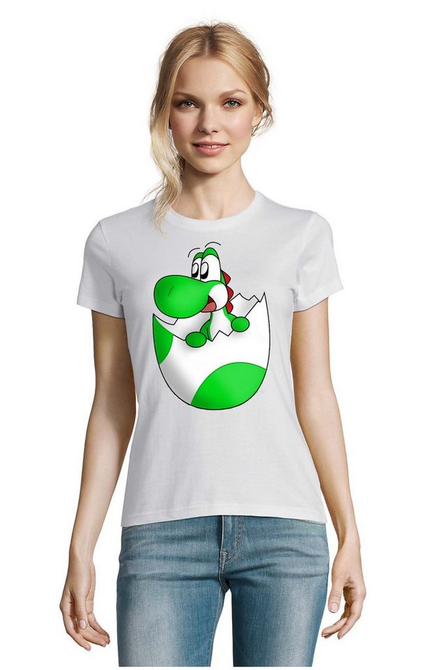 Blondie & Brownie T-Shirt Damen Baby Yoshi Ei Mario Super Retro Konsole Gaming von Blondie & Brownie