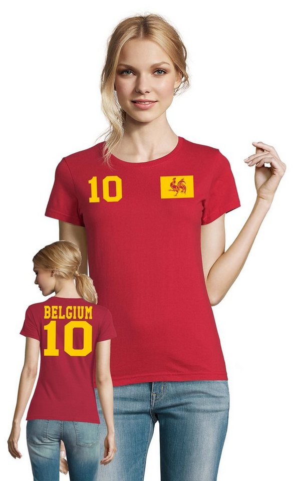 Blondie & Brownie T-Shirt Damen Belgien Sport Trikot Fußball Weltmeister Meister WM von Blondie & Brownie