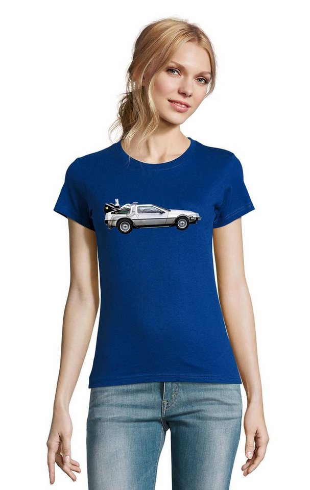 Blondie & Brownie T-Shirt Damen Delorean Auto Zukunftsreise Zukunft Zeitmaschine von Blondie & Brownie