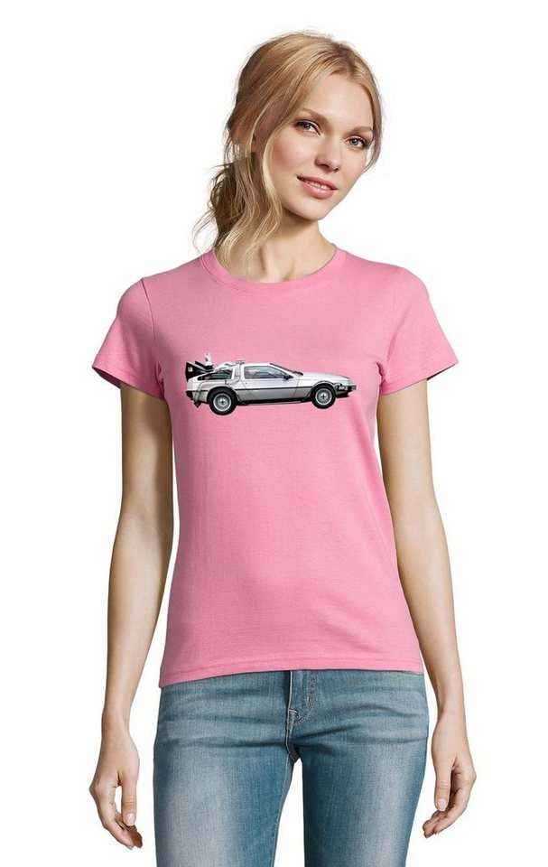 Blondie & Brownie T-Shirt Damen Delorean Auto Zukunftsreise Zukunft Zeitmaschine von Blondie & Brownie