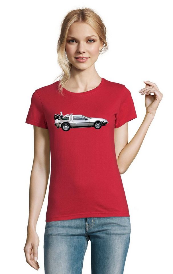 Blondie & Brownie T-Shirt Damen Delorean Auto Zukunftsreise Zukunft Zeitmaschine von Blondie & Brownie