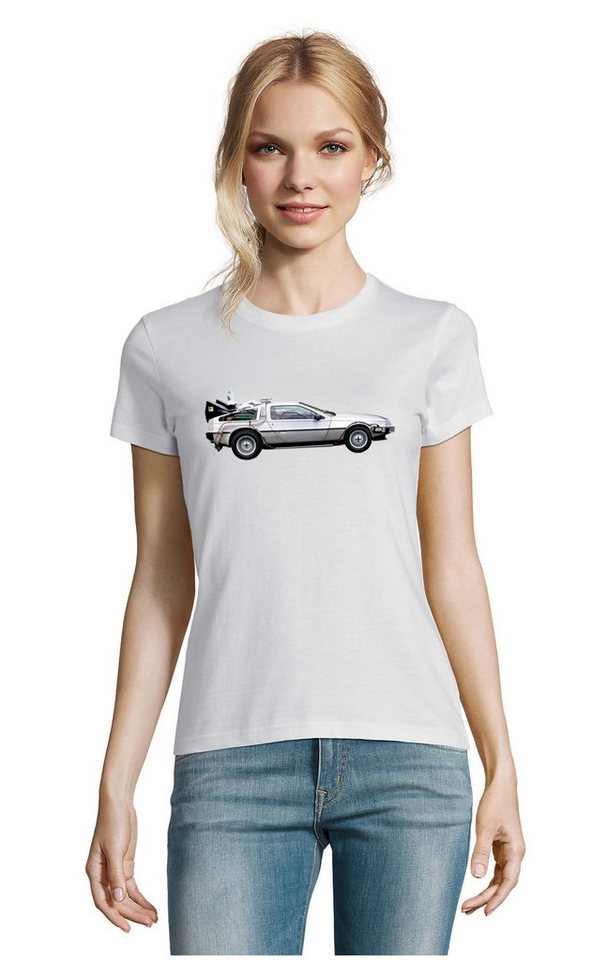 Blondie & Brownie T-Shirt Damen Delorean Auto Zukunftsreise Zukunft Zeitmaschine von Blondie & Brownie