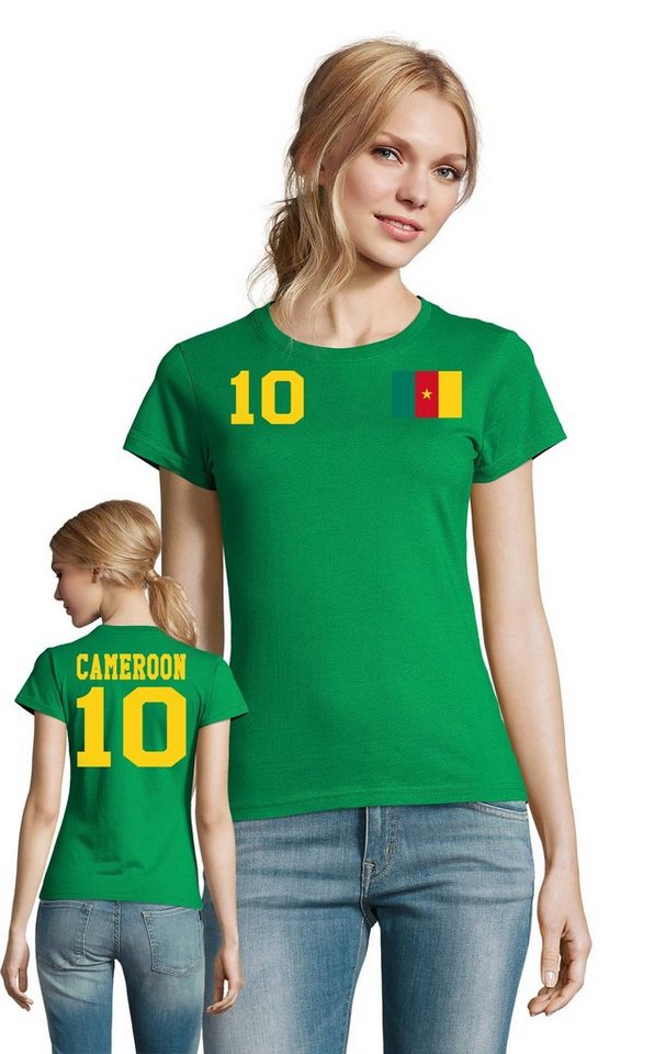 Blondie & Brownie T-Shirt Damen Kamerun Afrika Cup Sport Trikot Fußball Weltmeister WM von Blondie & Brownie