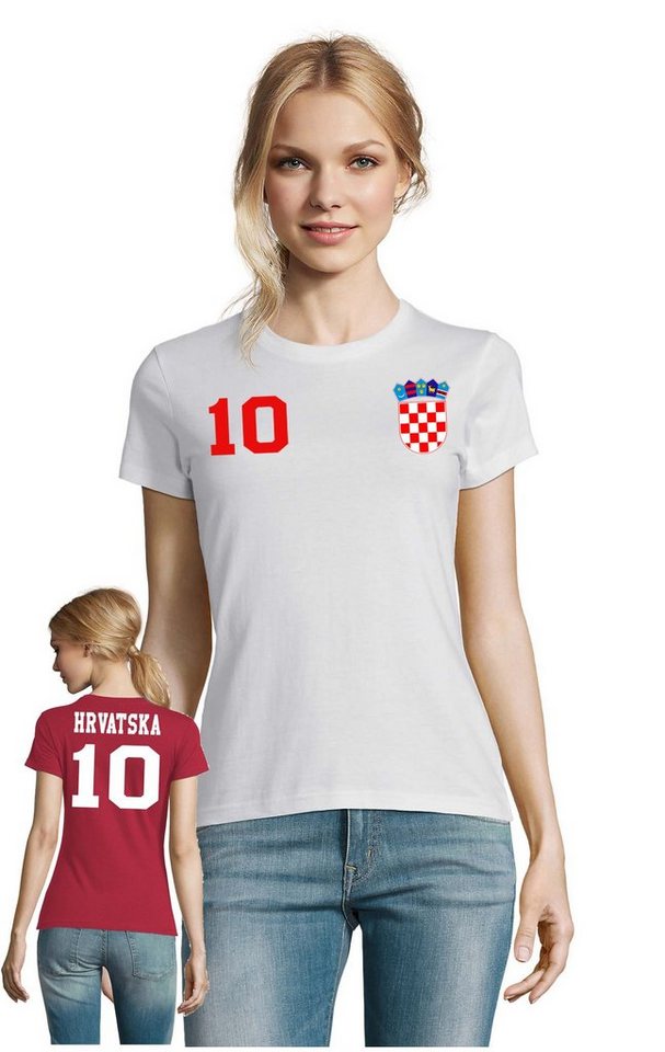 Blondie & Brownie T-Shirt Damen Kroatien Hrvatska Sport Trikot Fußball Meister WM EM von Blondie & Brownie