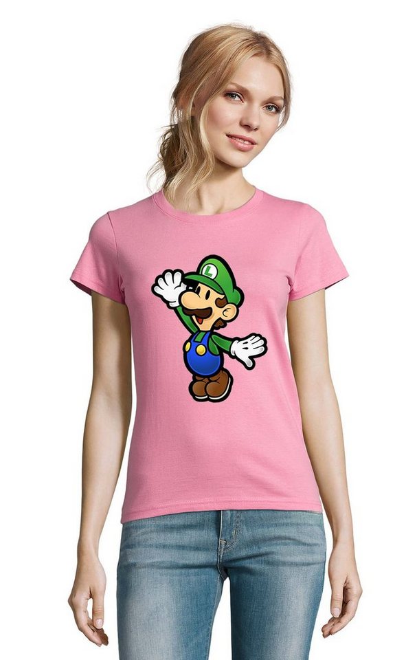 Blondie & Brownie T-Shirt Damen Luigi Retro Konsole Mario Peach Yoshi Gaming von Blondie & Brownie