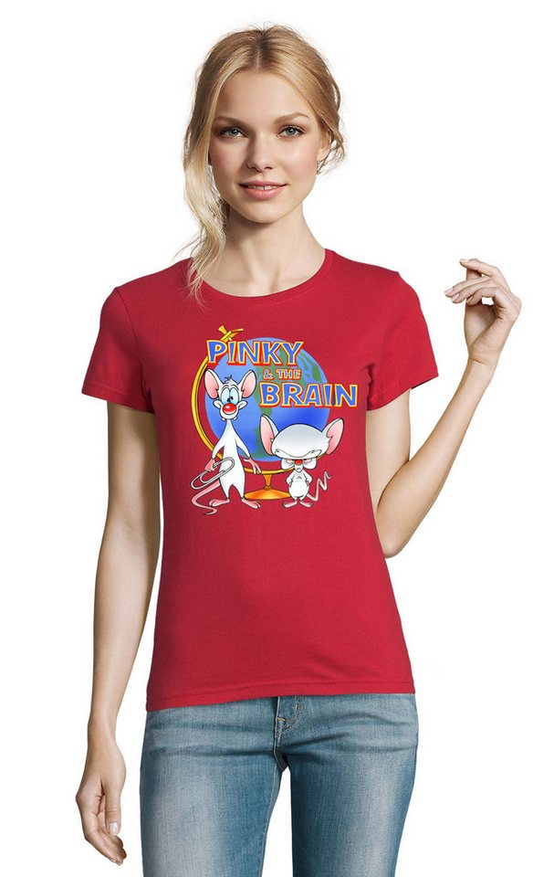 Blondie & Brownie T-Shirt Damen Pinky and the Brain Comic Cartoon Weltherrschaft von Blondie & Brownie