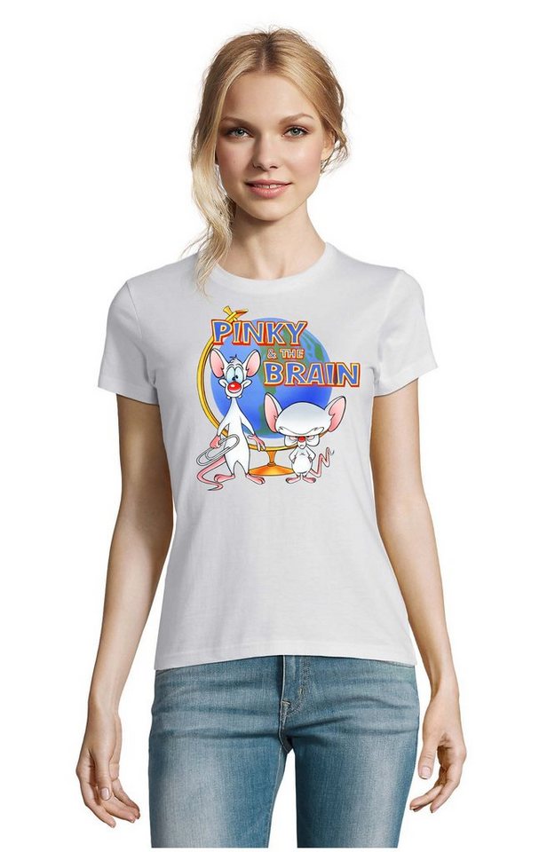 Blondie & Brownie T-Shirt Damen Pinky and the Brain Comic Cartoon Weltherrschaft von Blondie & Brownie