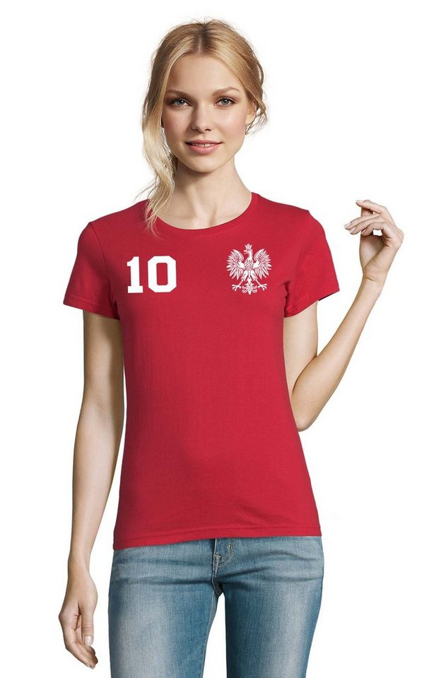 Blondie & Brownie T-Shirt Damen Polen Polska Sport Trikot Fußball Weltmeister Meister WM EM von Blondie & Brownie