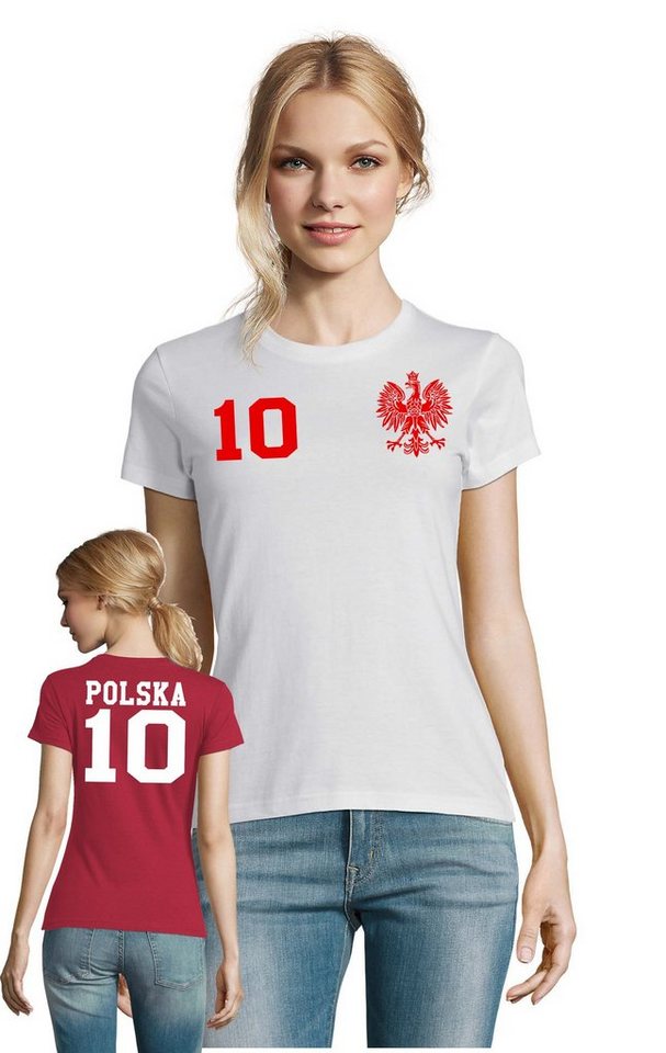 Blondie & Brownie T-Shirt Damen Polen Polska Sport Trikot Fußball Weltmeister Meister WM EM von Blondie & Brownie