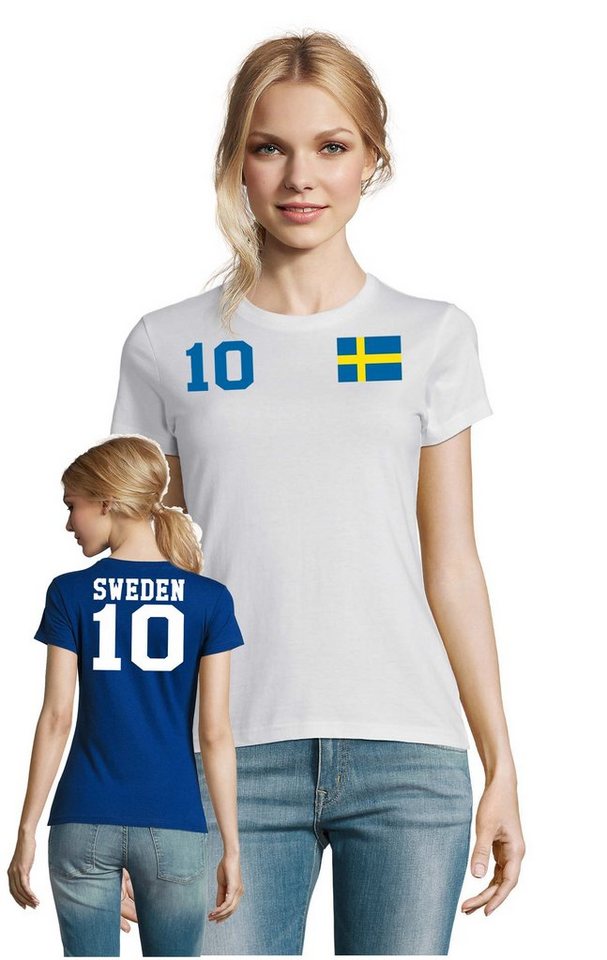 Blondie & Brownie T-Shirt Damen Schweden Sweden Sport Trikot Fußball Meister WM Europa EM von Blondie & Brownie