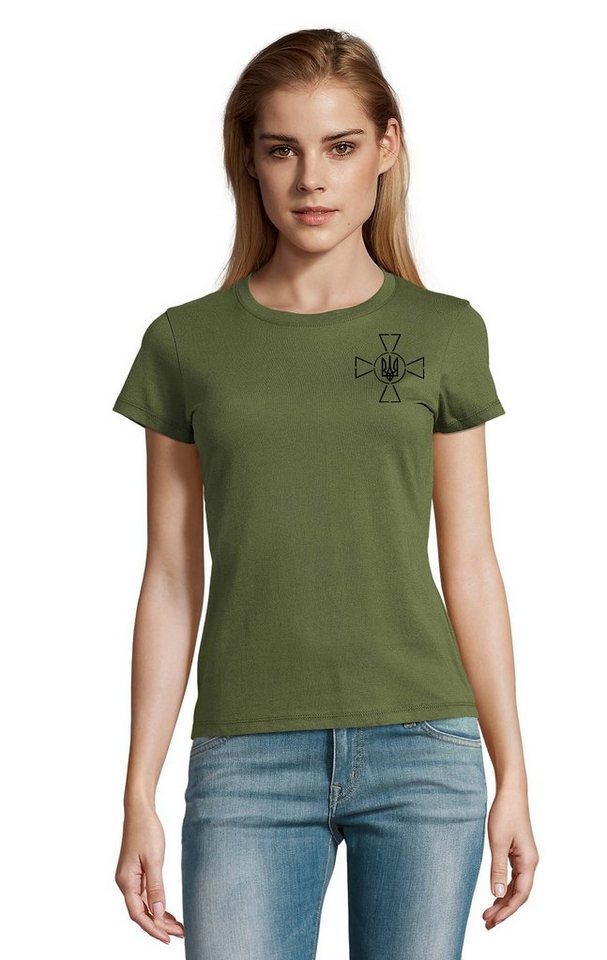 Blondie & Brownie T-Shirt Damen Selenskyj kreuz Ukraine Army Ukraina Armee Nato Peace Print von Blondie & Brownie