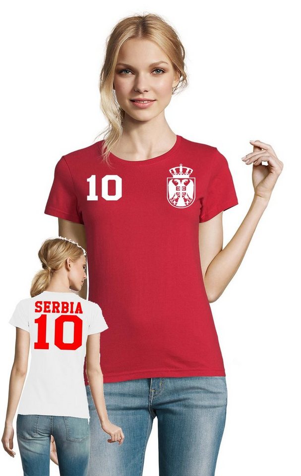 Blondie & Brownie T-Shirt Damen Serbien Serbia Sport Trikot Fußball Meister WM Europa EM von Blondie & Brownie