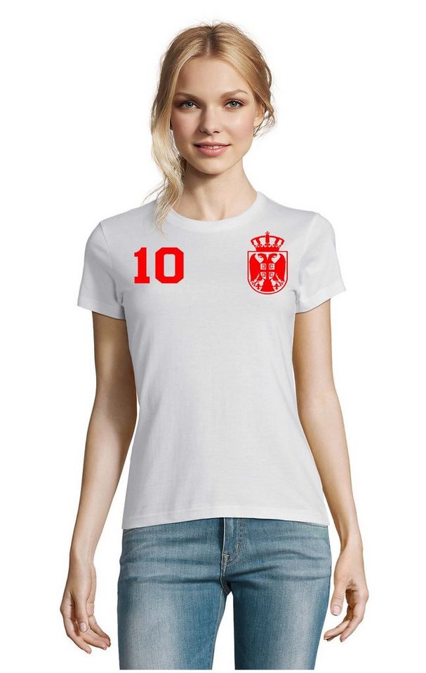 Blondie & Brownie T-Shirt Damen Serbien Serbia Sport Trikot Fußball Meister WM Europa EM von Blondie & Brownie