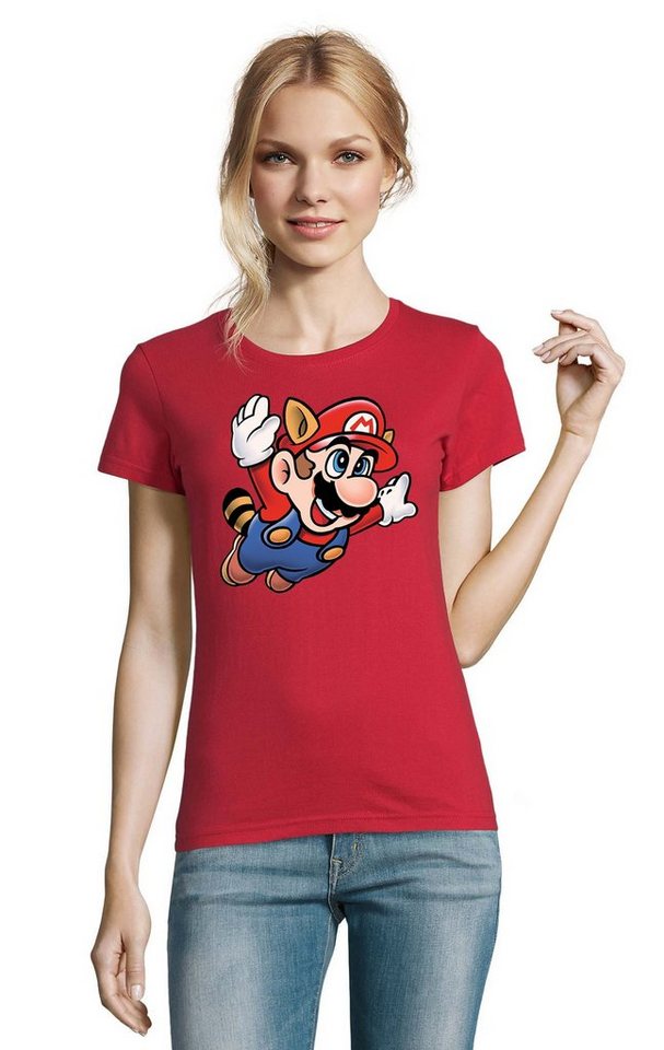 Blondie & Brownie T-Shirt Damen Super Mario 3 Fligh Super Retro Konsole Gamer Nerd von Blondie & Brownie