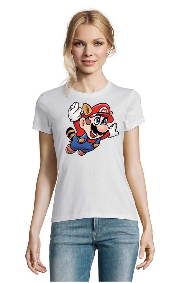 Blondie & Brownie T-Shirt Damen Super Mario 3 Fligh Super Retro Konsole Gamer Nerd von Blondie & Brownie