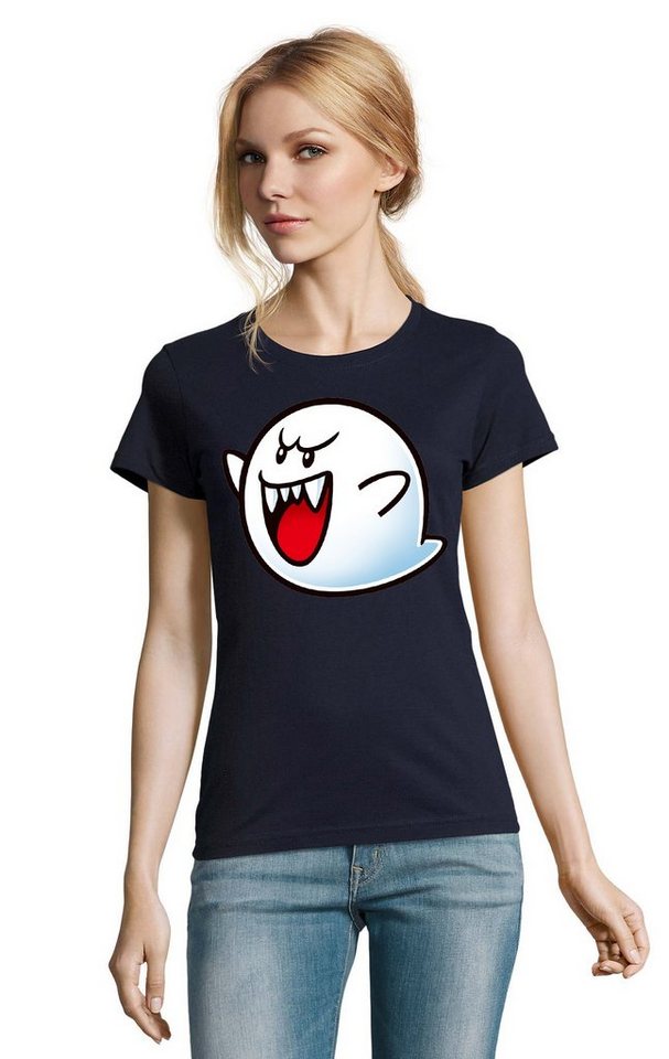 Blondie & Brownie T-Shirt Damen Super Mario Boo Gespenst Geist Retro Konsole von Blondie & Brownie