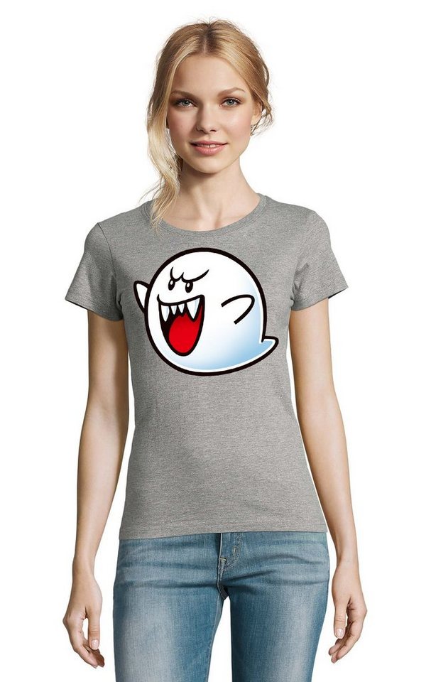 Blondie & Brownie T-Shirt Damen Super Mario Boo Gespenst Geist Retro Konsole von Blondie & Brownie