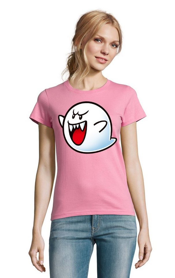 Blondie & Brownie T-Shirt Damen Super Mario Boo Gespenst Geist Retro Konsole von Blondie & Brownie