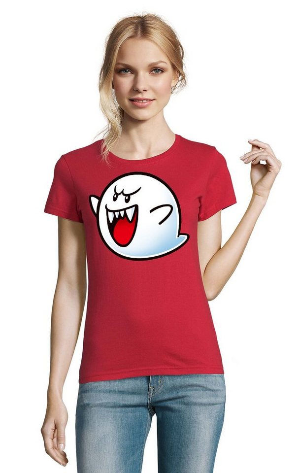 Blondie & Brownie T-Shirt Damen Super Mario Boo Gespenst Geist Retro Konsole von Blondie & Brownie