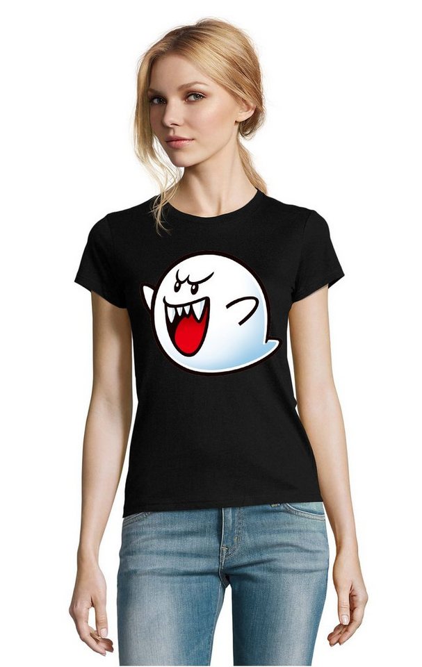 Blondie & Brownie T-Shirt Damen Super Mario Boo Gespenst Geist Retro Konsole von Blondie & Brownie