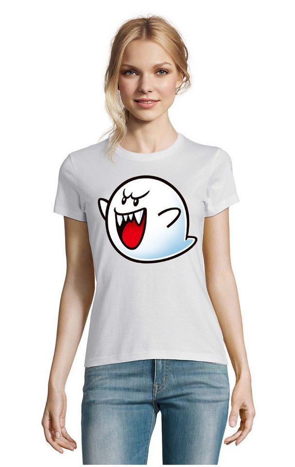 Blondie & Brownie T-Shirt Damen Super Mario Boo Gespenst Geist Retro Konsole von Blondie & Brownie