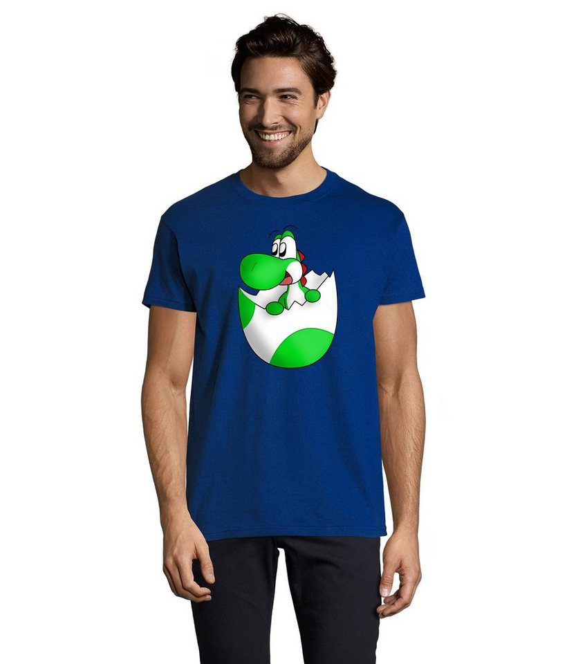 Blondie & Brownie T-Shirt Herren Baby Yoshi Ei Mario Super Retro Konsole Gaming von Blondie & Brownie