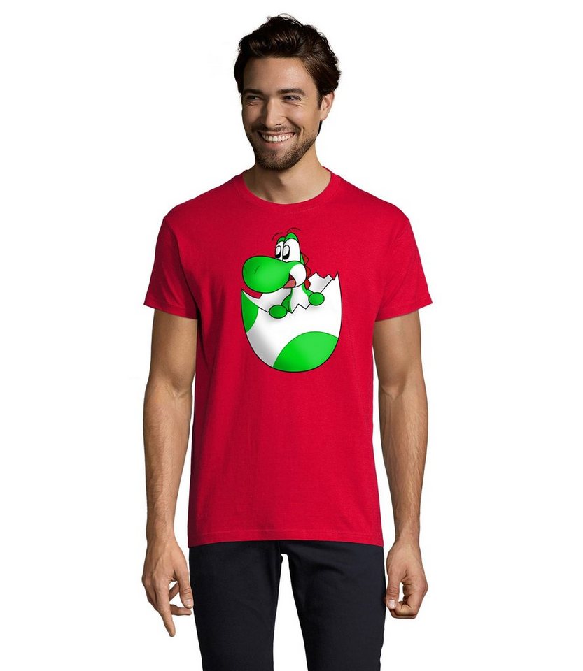 Blondie & Brownie T-Shirt Herren Baby Yoshi Ei Mario Super Retro Konsole Gaming von Blondie & Brownie