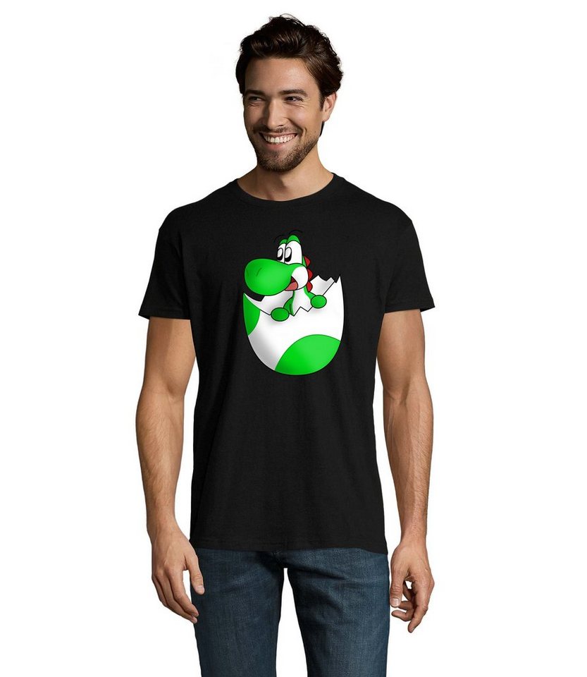 Blondie & Brownie T-Shirt Herren Baby Yoshi Ei Mario Super Retro Konsole Gaming von Blondie & Brownie