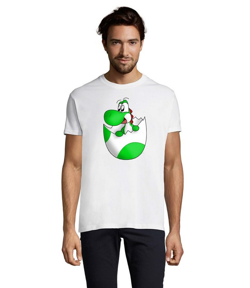 Blondie & Brownie T-Shirt Herren Baby Yoshi Ei Mario Super Retro Konsole Gaming von Blondie & Brownie