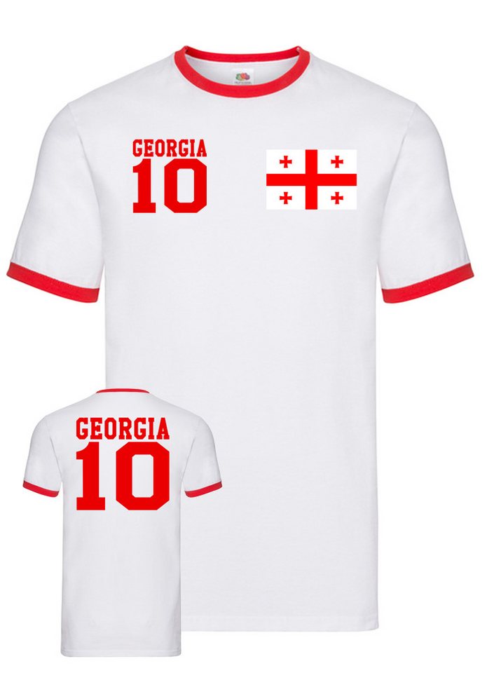 Blondie & Brownie T-Shirt Herren Georgien Georgia Sport Trikot Fußball Meister EM Euro Mit Kontrastnaht von Blondie & Brownie