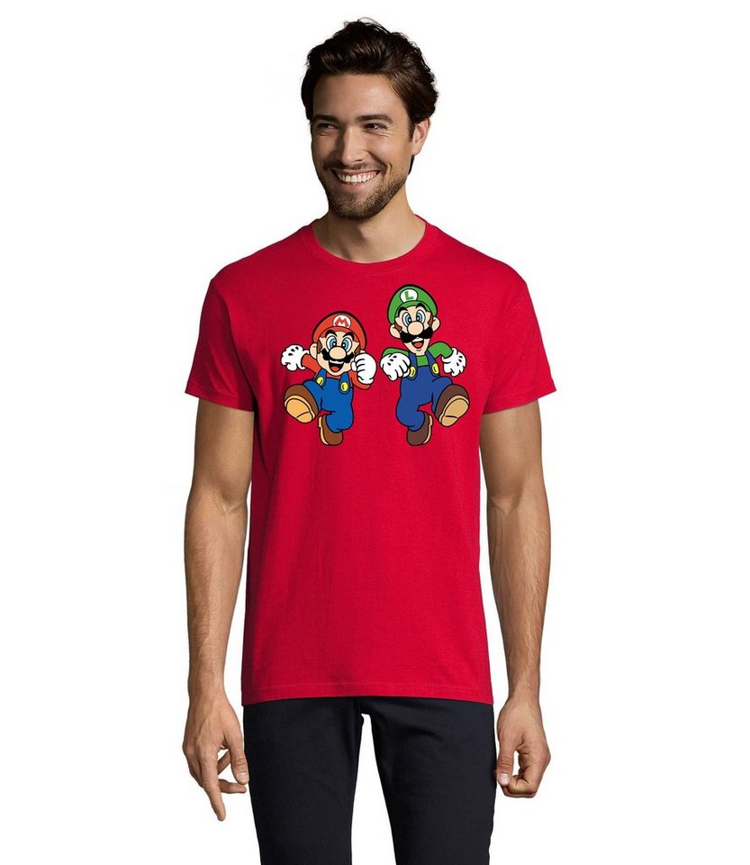 Blondie & Brownie T-Shirt Herren Mario & Luigi Peach Konsole Super Retro Konsole von Blondie & Brownie