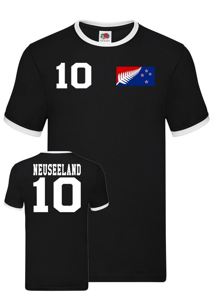 Blondie & Brownie T-Shirt Herren Neuseeland New Zealand Sport Trikot Fußball Weltmeister WM Mit Kontrastnaht von Blondie & Brownie