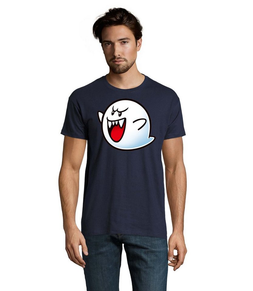 Blondie & Brownie T-Shirt Herren Super Mario Boo Gespenst Geister Retro Kosnole von Blondie & Brownie