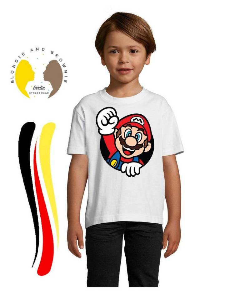 Blondie & Brownie T-Shirt Kinder Super Mario Faust Nerd Konsole Gaming Spiel Retro Konsole von Blondie & Brownie