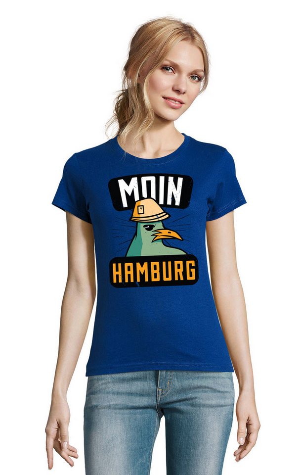 Blondie & Brownie T-Shirt Moin Hamburg Seemöwe Freiheit See Damen Shirt Fun Motiv in vielen Farben von Blondie & Brownie