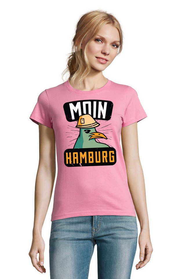 Blondie & Brownie T-Shirt Moin Hamburg Seemöwe Freiheit See Damen Shirt Fun Motiv in vielen Farben von Blondie & Brownie