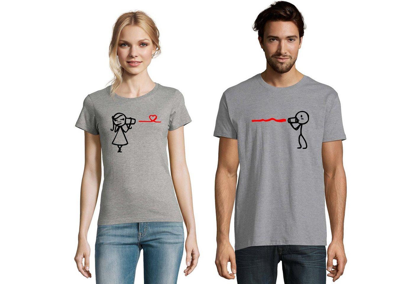 Blondie & Brownie T-Shirt Partner Pärchen Valentin Shirt Hearing the Love BFF Friends Hochzeit von Blondie & Brownie