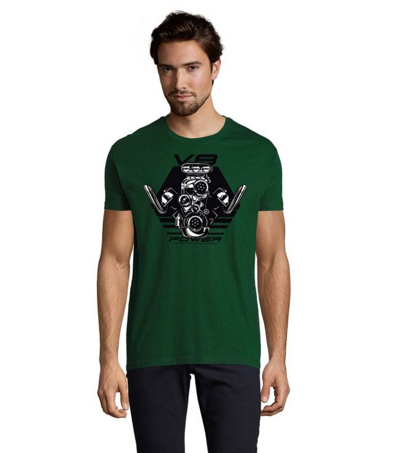 Blondie & Brownie T-Shirt V8 Power Motor Auto Benzin im Blut Herren Shirt Motiv in vielen Farben von Blondie & Brownie
