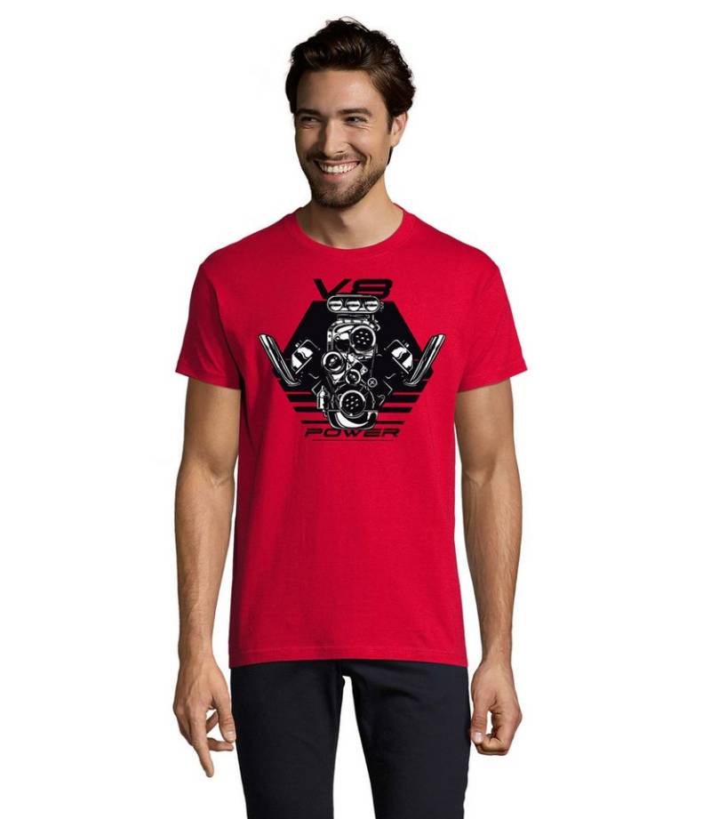 Blondie & Brownie T-Shirt V8 Power Motor Auto Benzin im Blut Herren Shirt Motiv in vielen Farben von Blondie & Brownie
