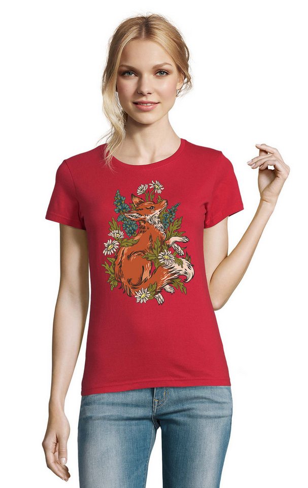 Blondie & Brownie T-Shirt Waldfuchs Fuchs Floral Blumen Flower Print Damen Shirt in vielen Farben Blondie & Brownie T-Shirt Waldfuchs Fuchs Floral Blumen Flower Print Damen Shirt in vielen Farben von Blondie & Brownie