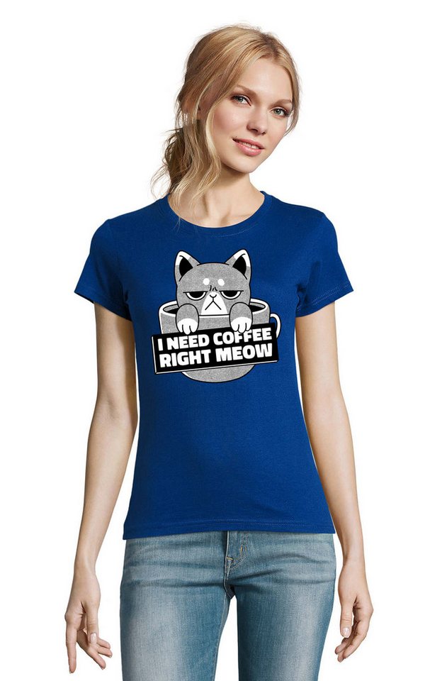 Blondie & Brownie T-Shirt Wütende i need coffee right meow Kaffee Katze Tier Damen Shirt Motiv in vielen Farben Blondie & Brownie T-Shirt Wütende i need coffee right meow Kaffee Katze Tier Damen Shirt Motiv in vielen Farben von Blondie & Brownie