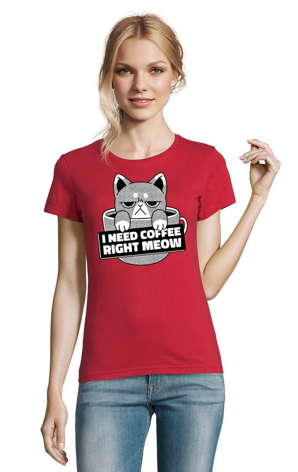 Blondie & Brownie T-Shirt Wütende i need coffee right meow Kaffee Katze Tier Damen Shirt Motiv in vielen Farben Blondie & Brownie T-Shirt Wütende i need coffee right meow Kaffee Katze Tier Damen Shirt Motiv in vielen Farben von Blondie & Brownie
